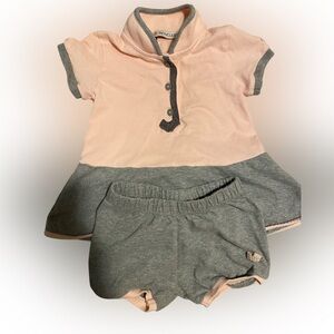 Moncler Pink and Grey Bow Baby Girl Dress and Shorts Outfit 9-12 Months